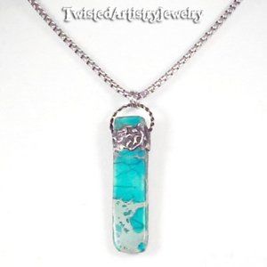 Aqua Imperial Jasper Shard Pendant Necklace